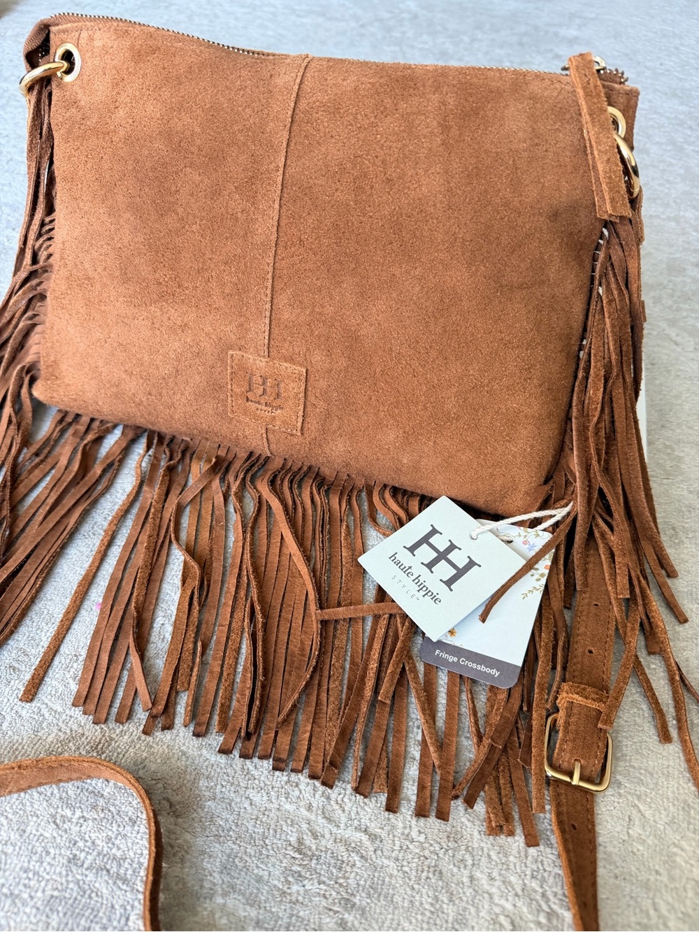 Haute Hippie Suede Fringe Crossbody Bag Brown New With Tags NWT - Picture 10 of 11
